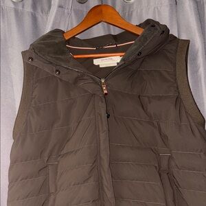 Prana Brown Quilted Vest with Hood